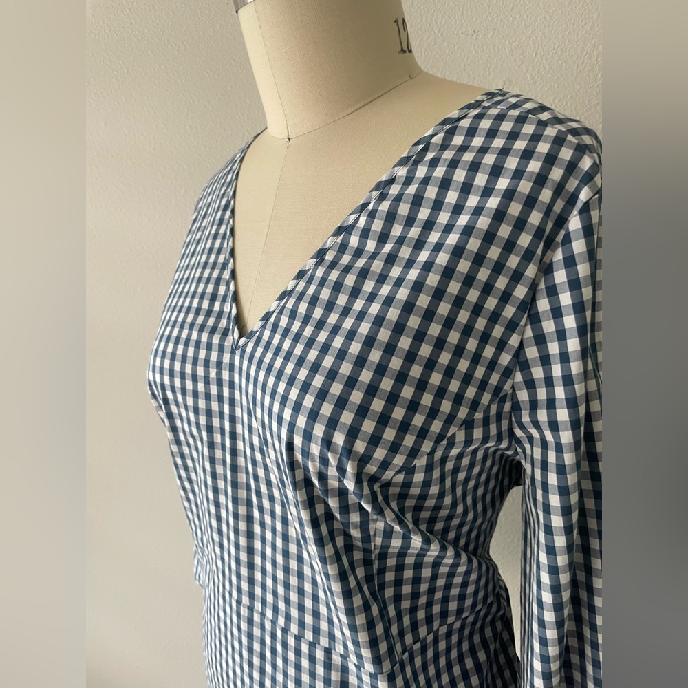 J. Crew Blue Gingham Women's Top - Picture 3 of 8